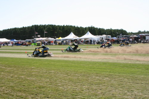 Snowmobile Grass Drag Racing