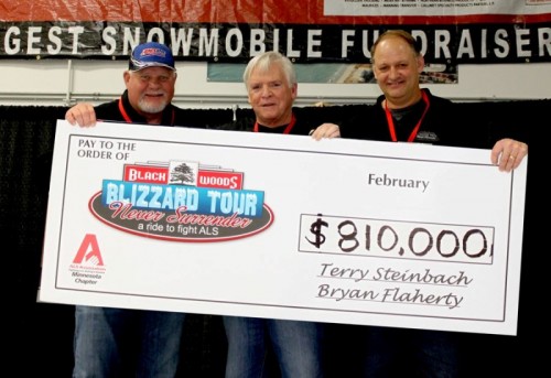 Ron Gardenhire, Bryan Flaherty and Terry Steinbach hold up the fund rasing check.